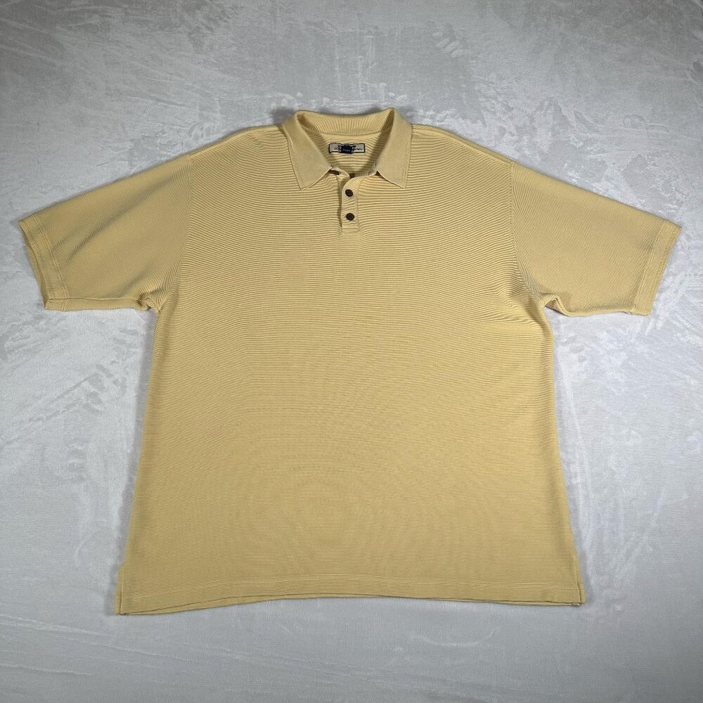 Tommy Bahama Polo Shirt Men Size XXL Yellow Short Sleeve Silk Blend Comfort Golf